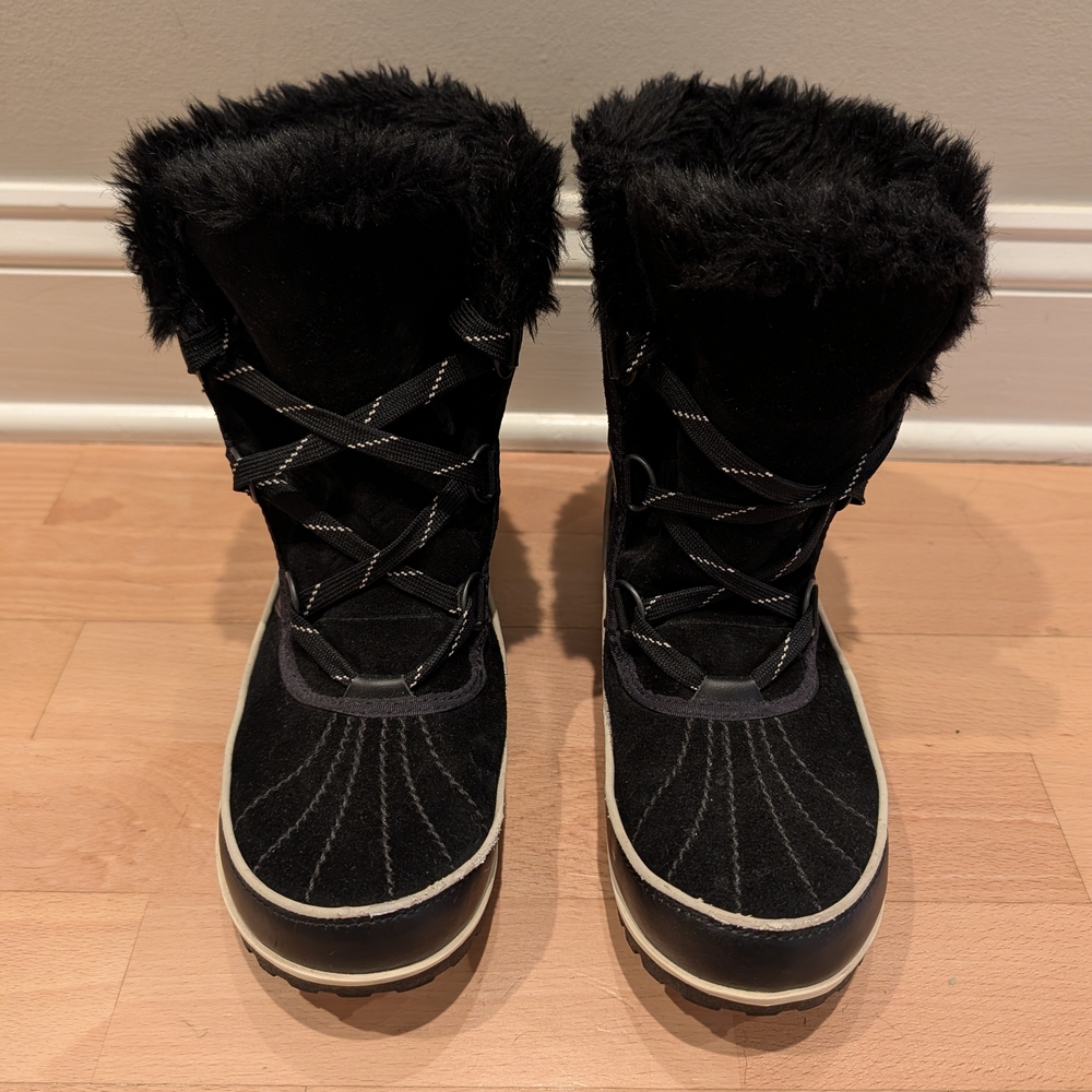SOREL Black Faux Fur-Lined Winter Boots 10.5